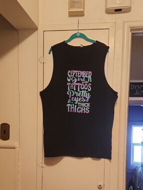 🔥Next Level Apparel XXL Black Graphic Muscle Tank with Colorful Graphic Print